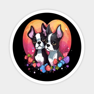 Boston Terrier Couple Valentine Magnet